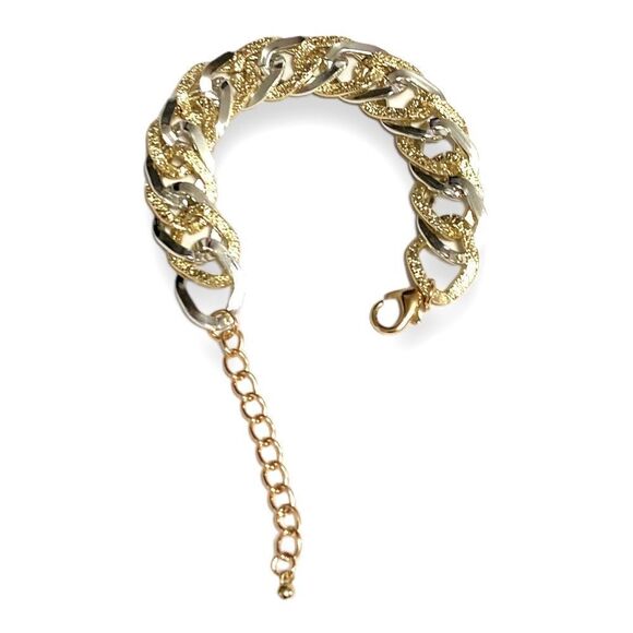 Chunky Gold Silver Cuban Chain Link Bangle Bracelet Jewelry NEW - Picture 4 of 4